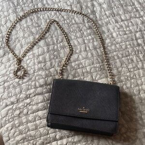 Kate Spade Black Crossbody with Gold Chain Accent